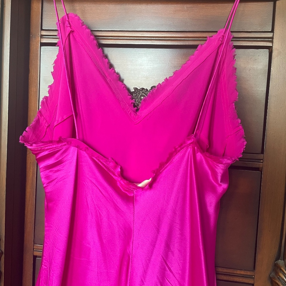 Love Shack Fancy Luciole Dress in Electric Fuschia Silk - Picture 3 of 6